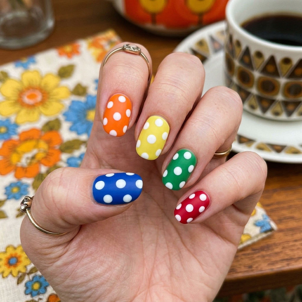 Retro Polka Dot Nail Idea
