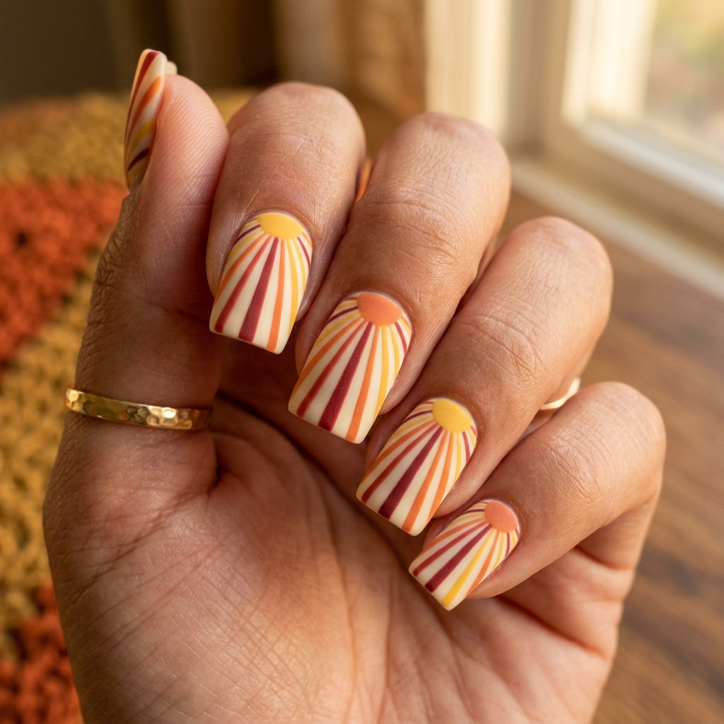 Bright Summer Nails Ideas: 30 Fun Looks to Inspire Your Next Manicure 25 Retro Sunburst Nail Ideas