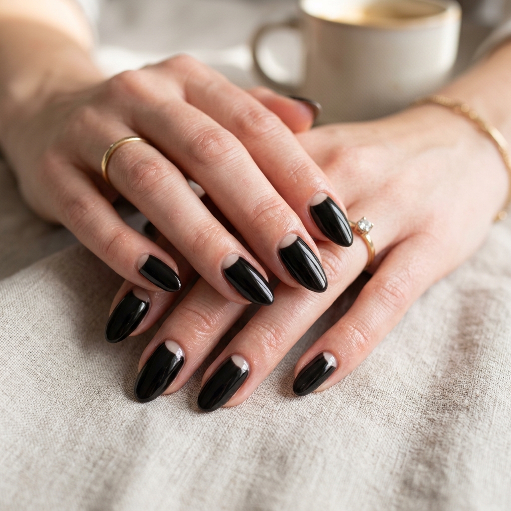 30 Black French Tip Nails 2026: The Coolest Way to Wear French Tips 5 Reverse Black French Tip Nails Ideas
