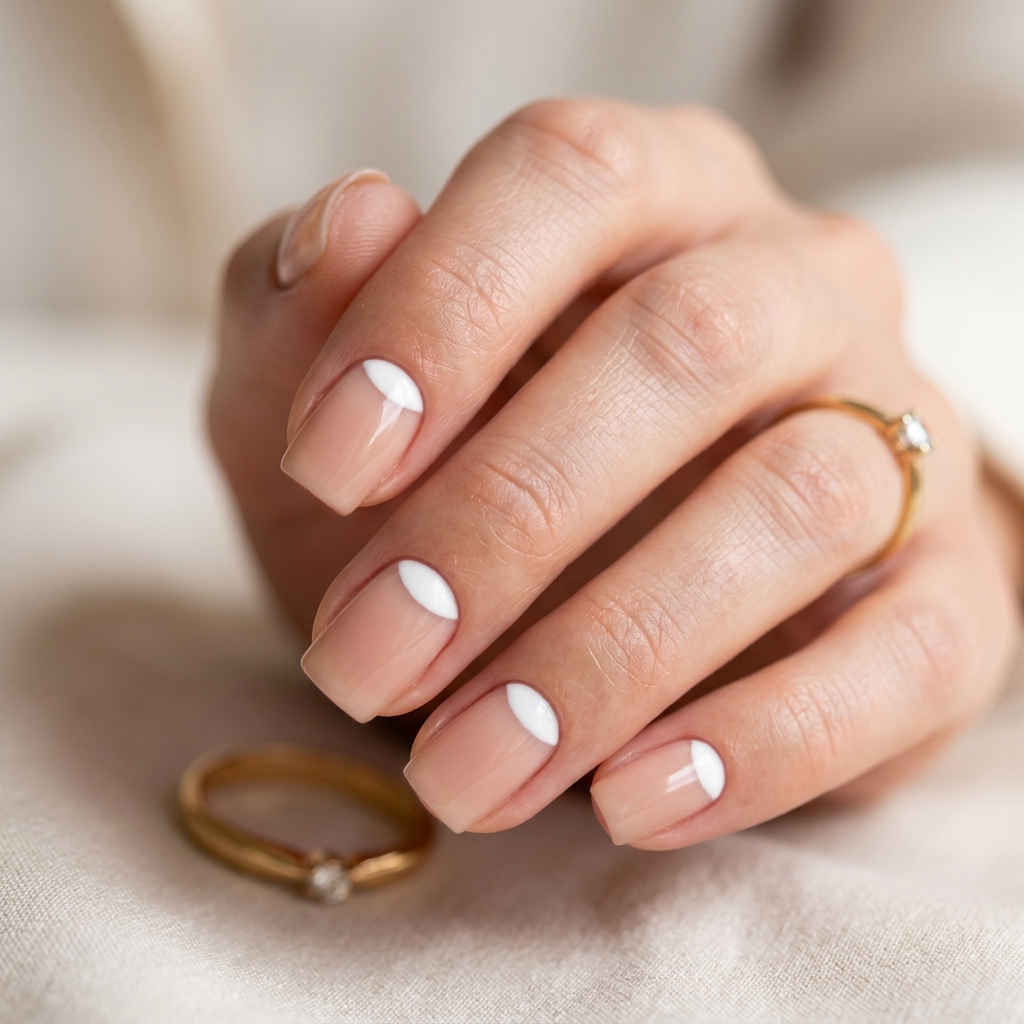 Reverse White French Tip  Nails Idea