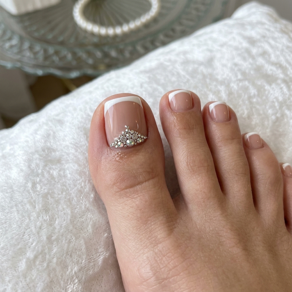 Rhinestone Accent Pedicure Ideas