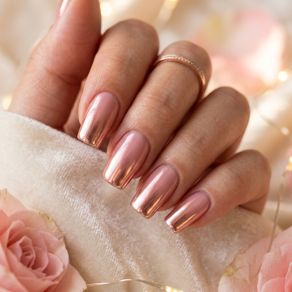 30 Chrome Summer Nails Ideas You'll Want to Try Now 6 Rose Gold Chrome Nails Ideas