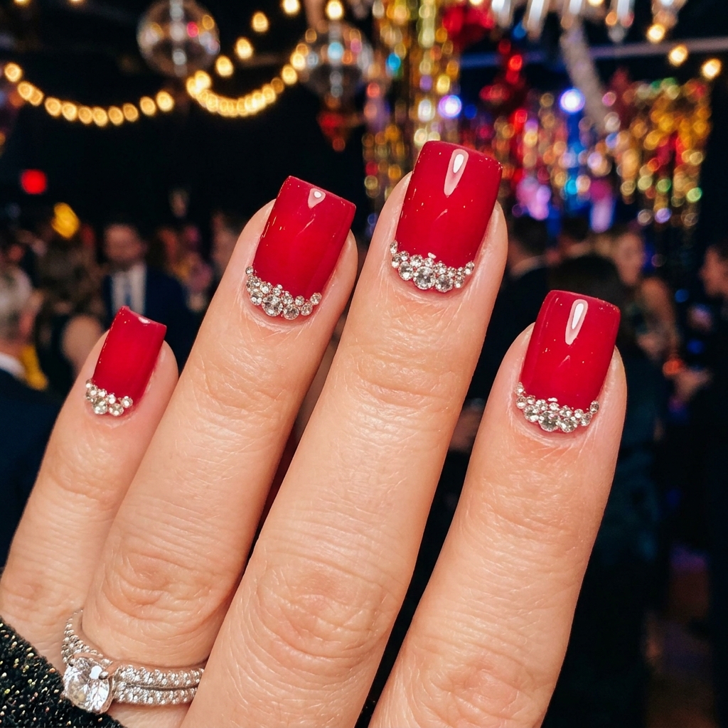 Jewel Ruby Red CHRISTMAS Nails Idea