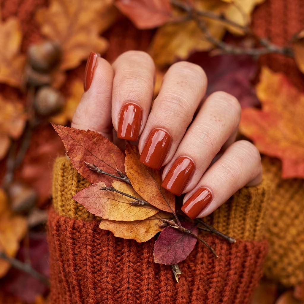 Autumn Nails Ideas: 30 Warm and Creative Ways to Style Your Manicure 7 Rust Autumn Nails Idea