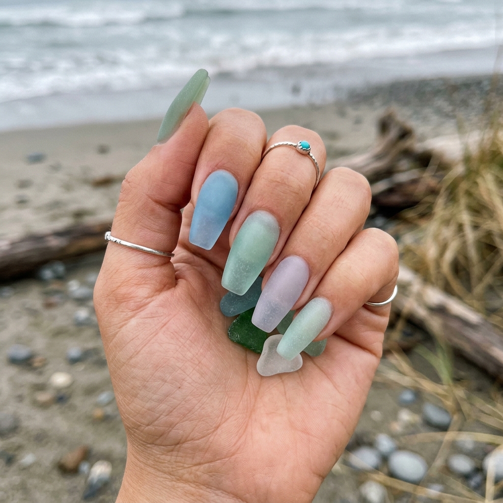Sea Glass Shimmer June Nails 2026 Ideas