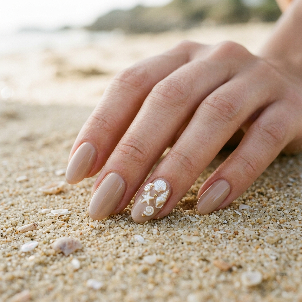 Seashell Accent Nail Ideas