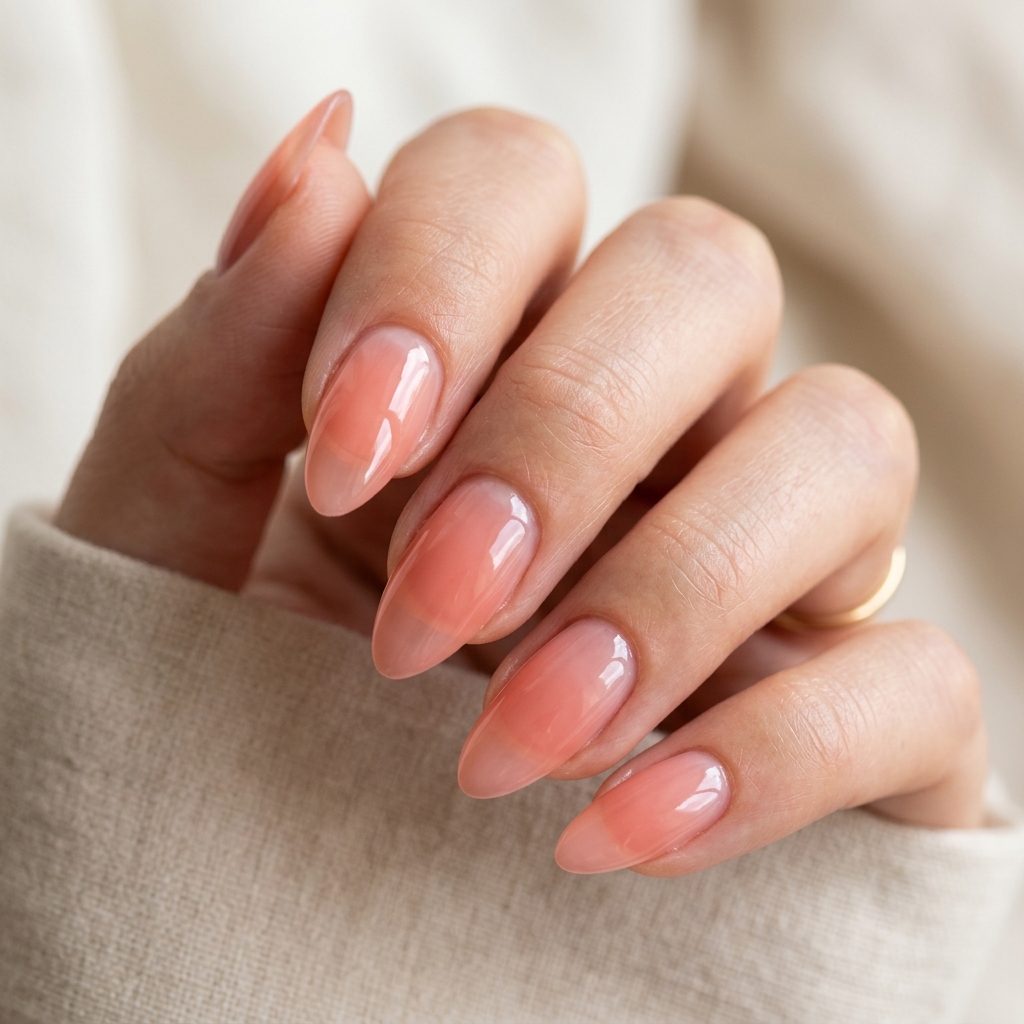 30 Simple Almond Nails Ideas That Never Go Out of Style 19 Sheer Simple Almond Nails Idea