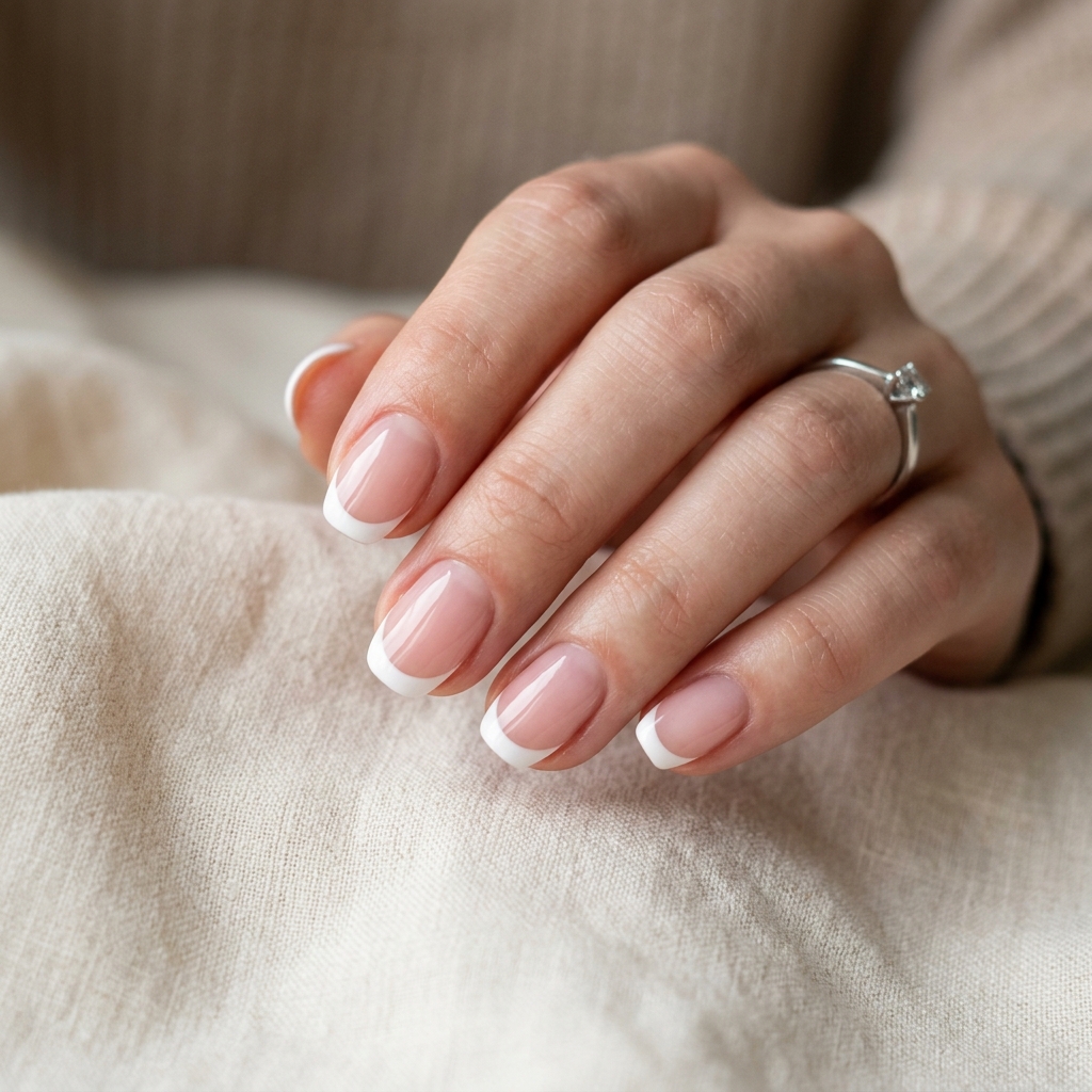 Short Acrylic Nails Round Up: 30 Stylish Looks for Every Nail Shape 8 French Tip Short Acrylic Nails Ideas
