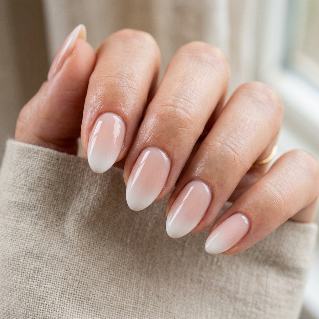 Short Almond Nails Ideas: 30 Elegant Ways to Style a Practical Shape 12 Ombre Short Almond Nail Idea