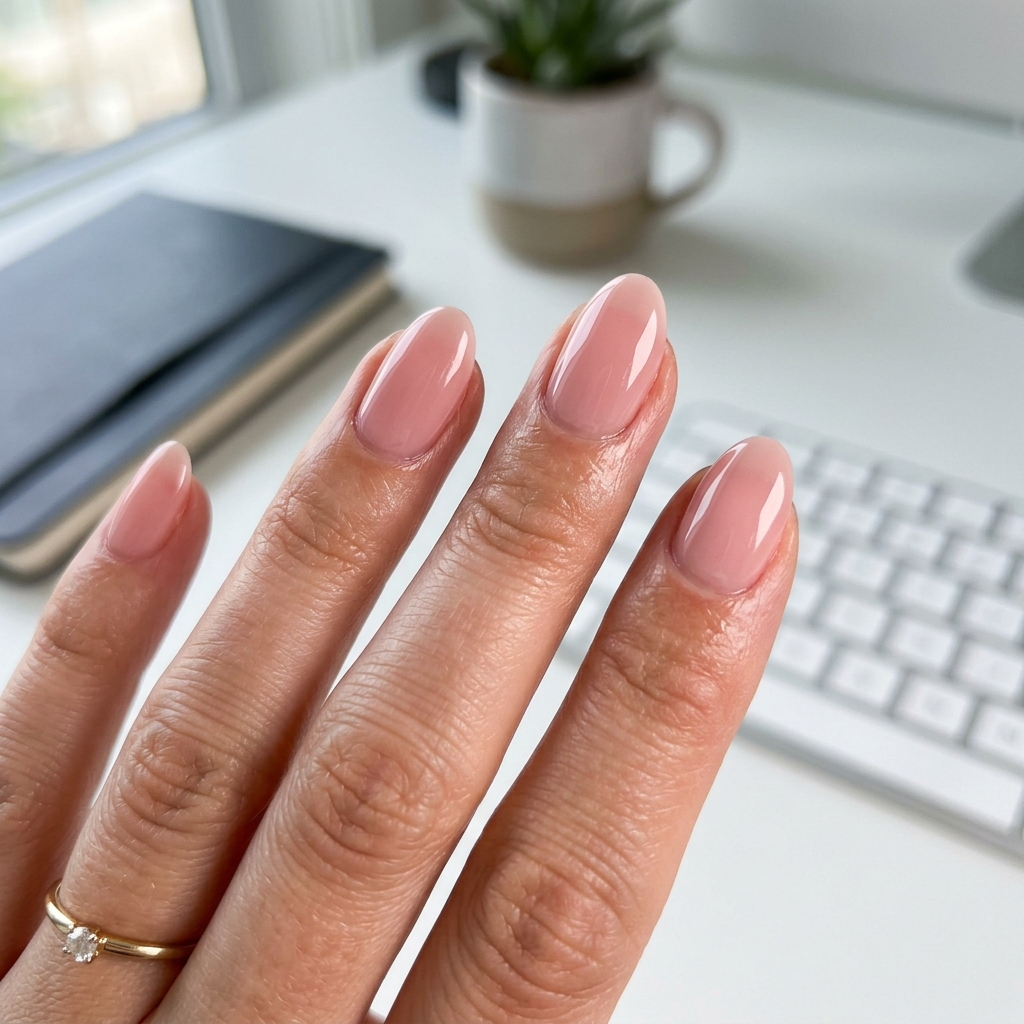 Short Almond Nails Ideas: 30 Elegant Ways to Style a Practical Shape 29 Everyday Office Short Almond Nail Idea