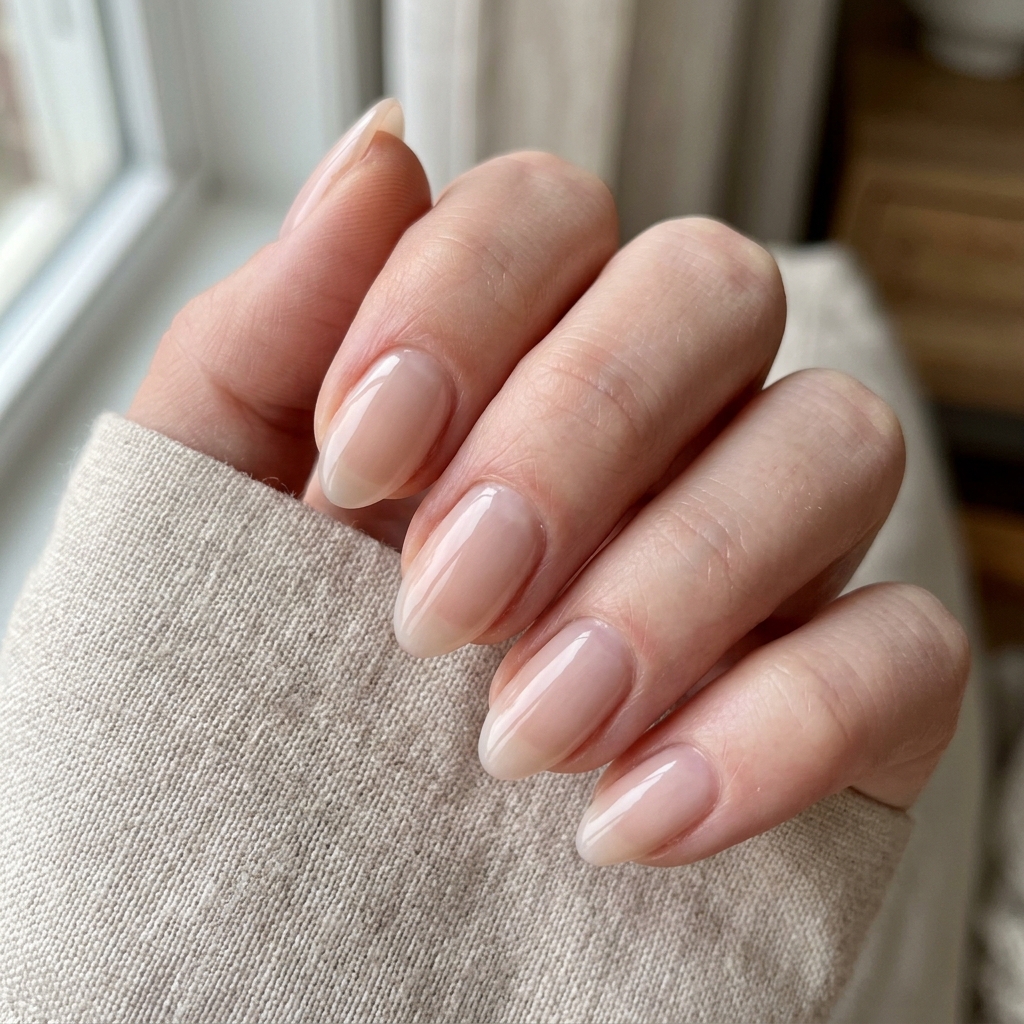 Short Almond Nails Ideas: 30 Elegant Ways to Style a Practical Shape 25 Sheer Wash Short Almond Nails Idea