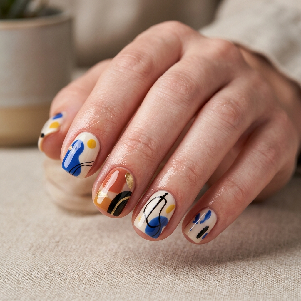 Abstract Short Gel Nail Ideas
