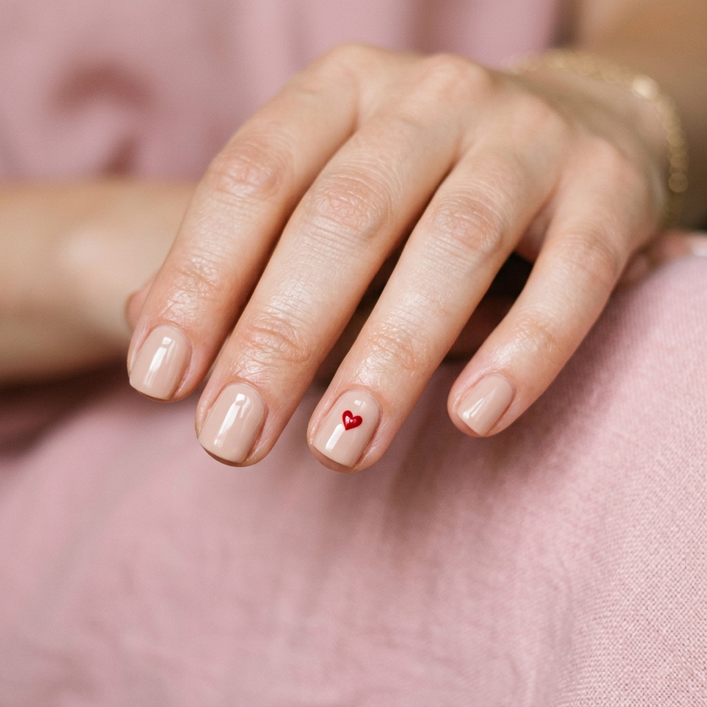 Simple Short Nails Ideas: 30 Creative Looks to Inspire Your Next Manicure 30 Heart Accent simple short nails Idea