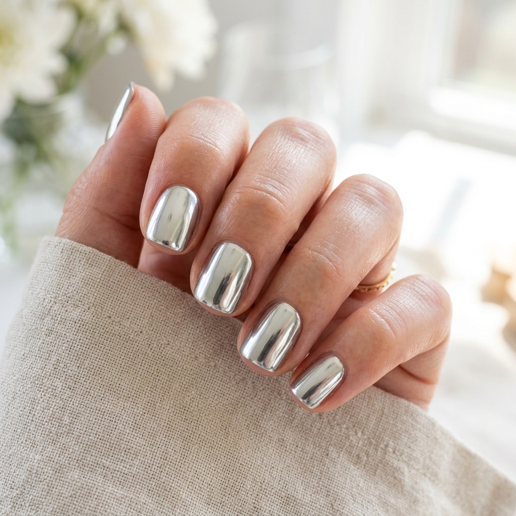 Simple Short Nails Ideas: 30 Creative Looks to Inspire Your Next Manicure 11 Chrome Simple Short Nails Idea