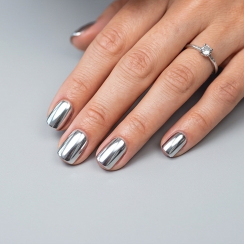 30 Short Natural Nails Ideas to Inspire Your Next Manicure 8 Chrome Short Nail Idea