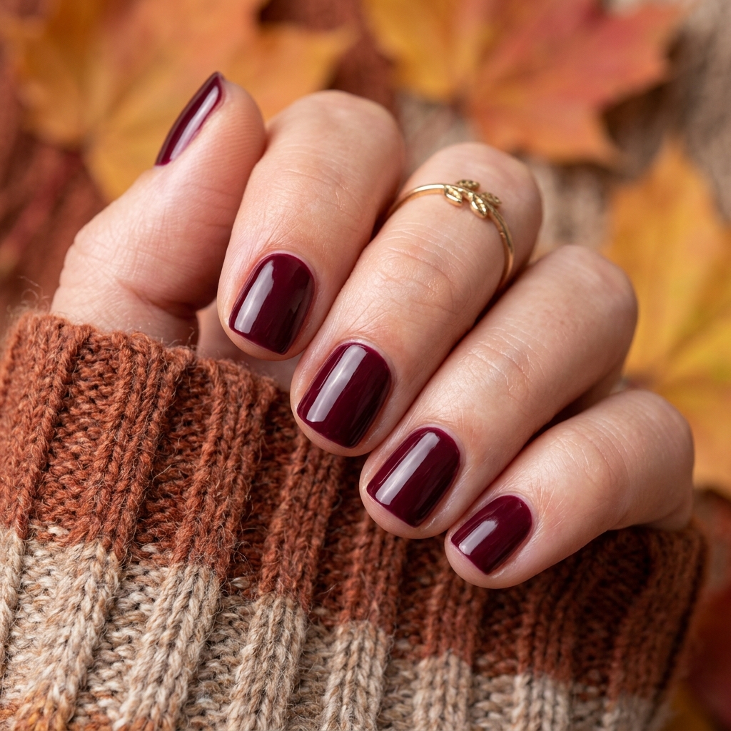 Autumn Nails Ideas: 30 Warm and Creative Ways to Style Your Manicure 27 Short Autumn Nails Idea
