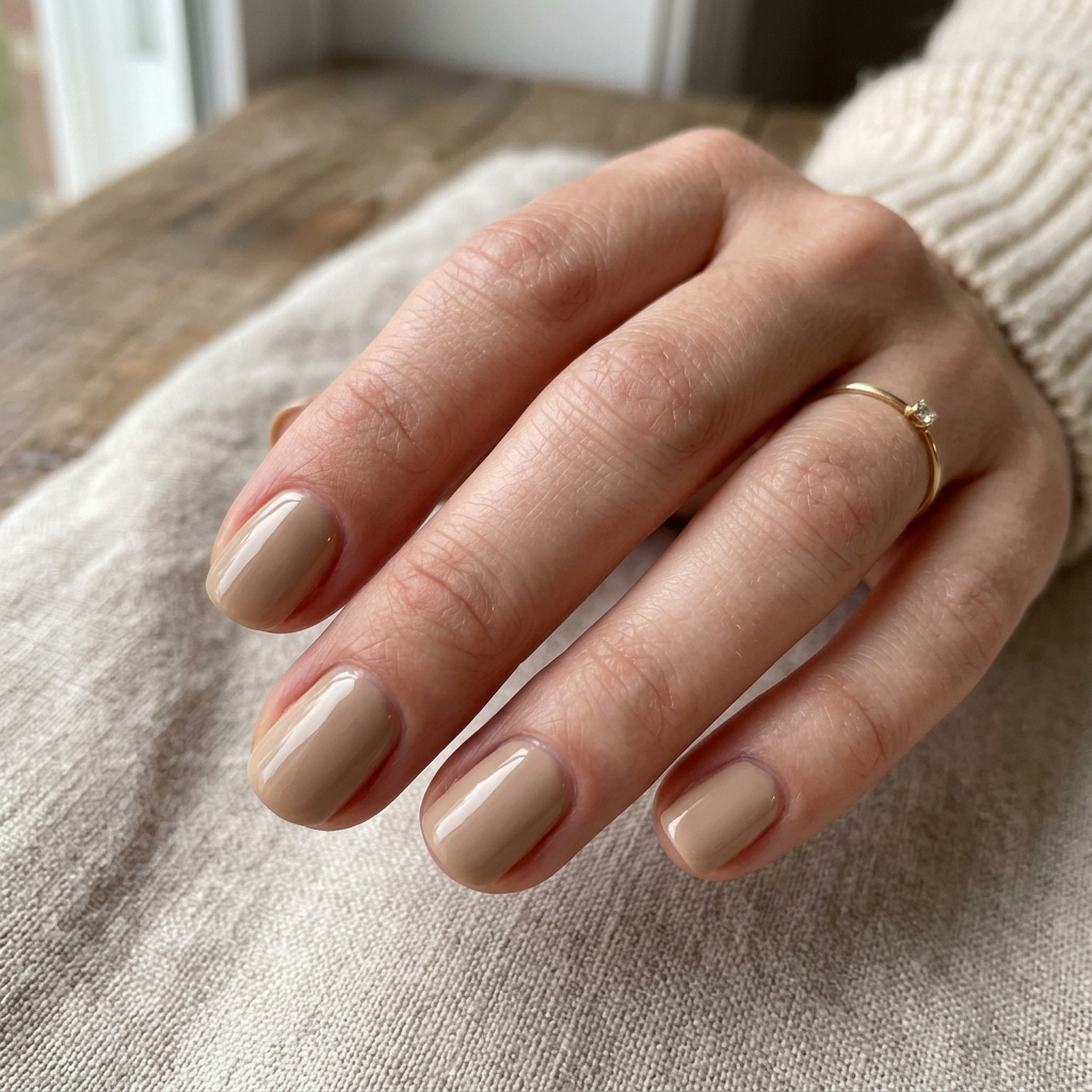 Short Acrylic Nails Round Up: 30 Stylish Looks for Every Nail Shape 21 Neutral Tone Short Acrylic Nails Ideas