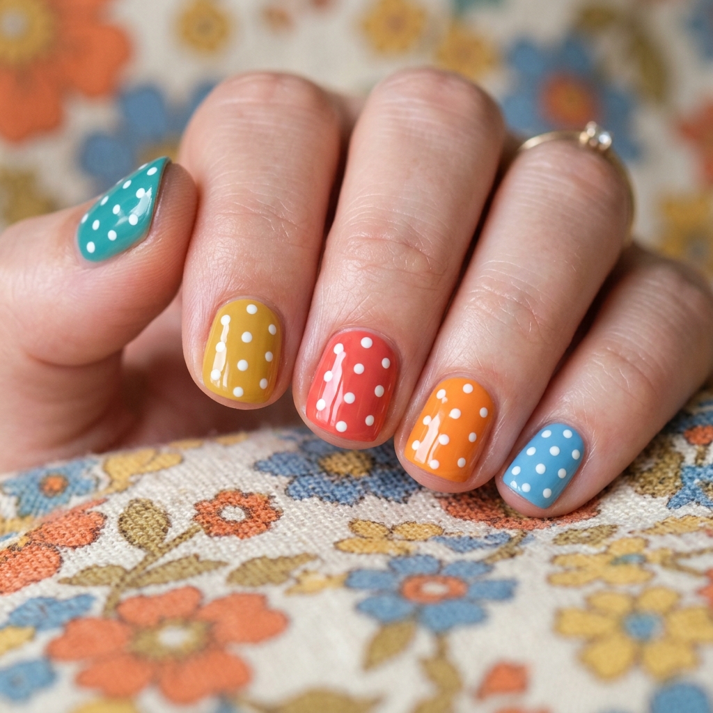 Short Acrylic Nails Round Up: 30 Stylish Looks for Every Nail Shape 26 Short Polka Dot Nails Ideas