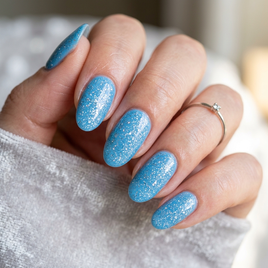 Light Blue Nails 30: Shades, Designs & Inspo for Every Style 4 Sky Blue Glitter Nails Ideas