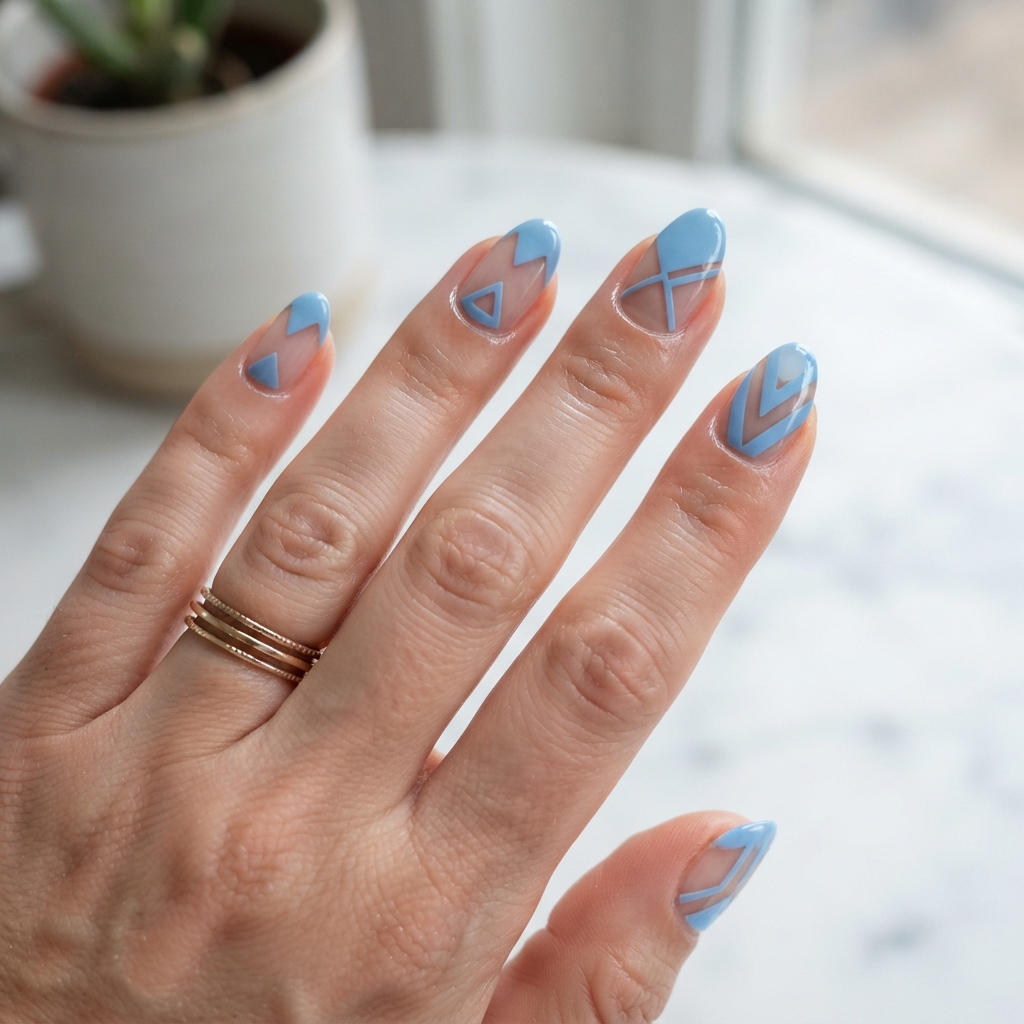 30 Pastel Spring Nails Ideas You'll Want to Pin Now 16 Sky Blue Negative Space Nail Ideas
