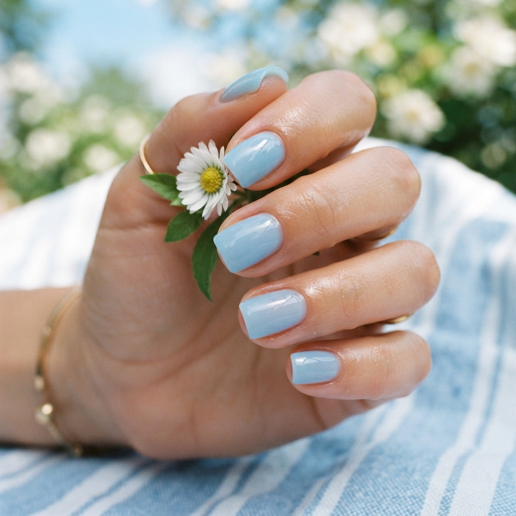 30 Plain Summer Nails Ideas You'll Want to Pin Now 15 Sky Blue Plain Summer Nails Ideas