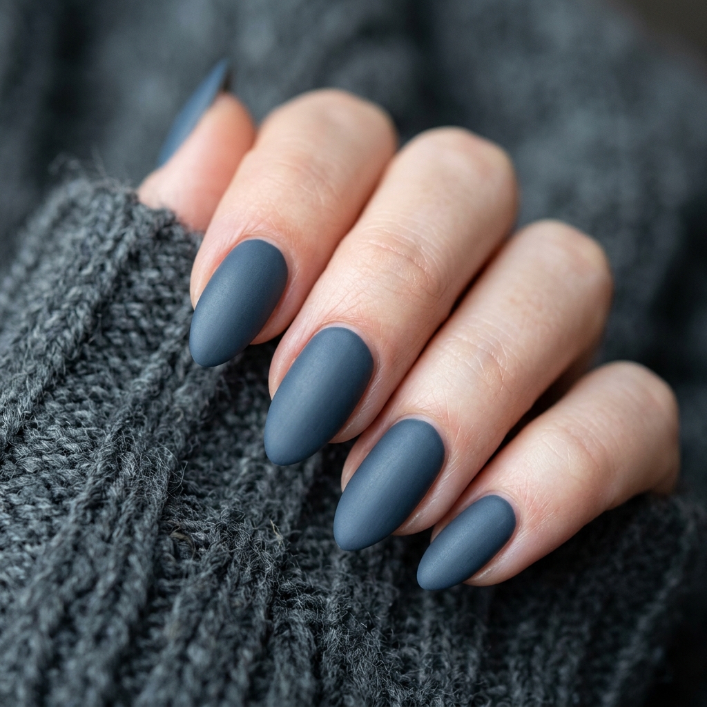 Slate blue nails matte polish 202607121854