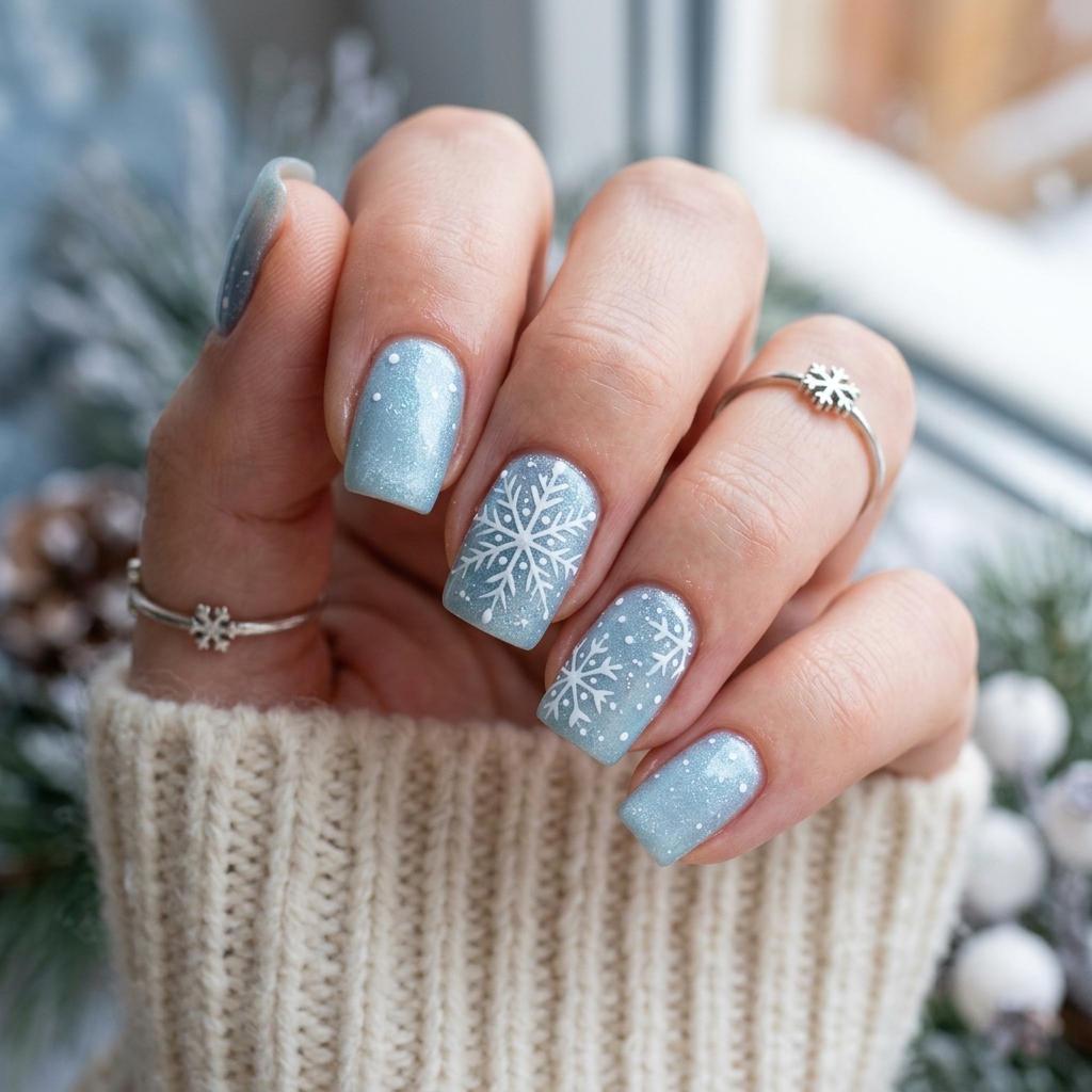 January Nails Ideas: 30 Fresh and Frosty Ways to Start the Year 9 Snowflake January Nails Idea