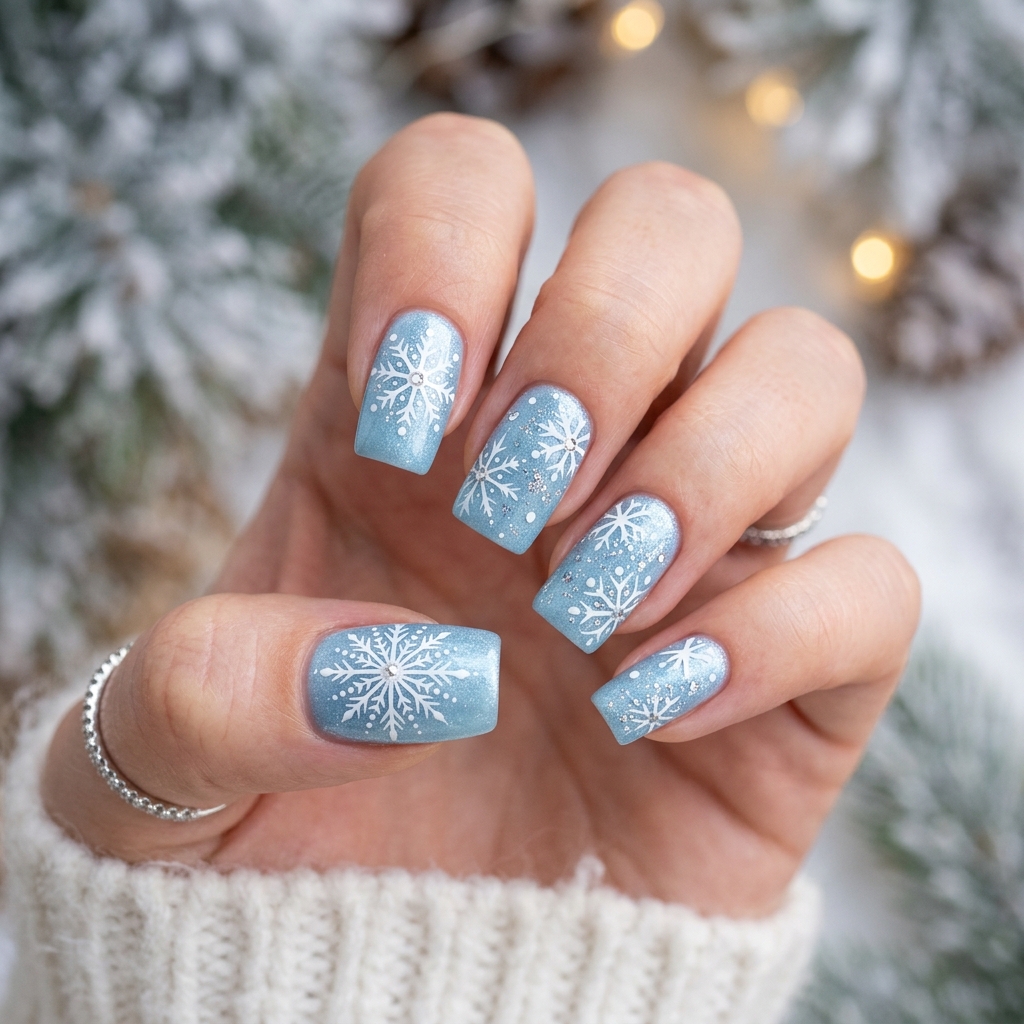 Snowflake Winter Nail Idea