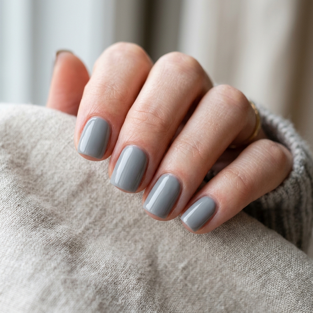 Simple Nails Ideas: 30 Effortless Ways to Elevate Your Everyday Manicure 15 Soft Gray Simple Nails Idea