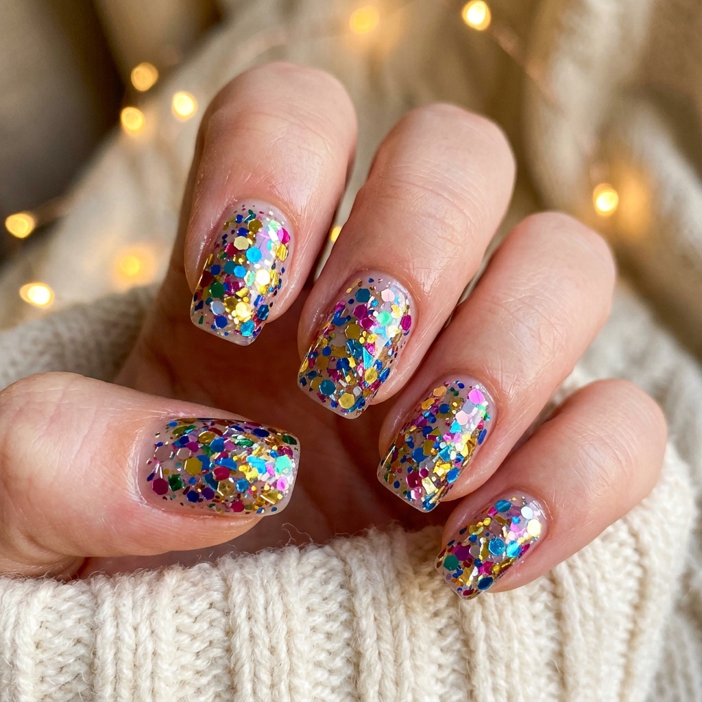 Sparkling Firework Confetti Nails Ideas