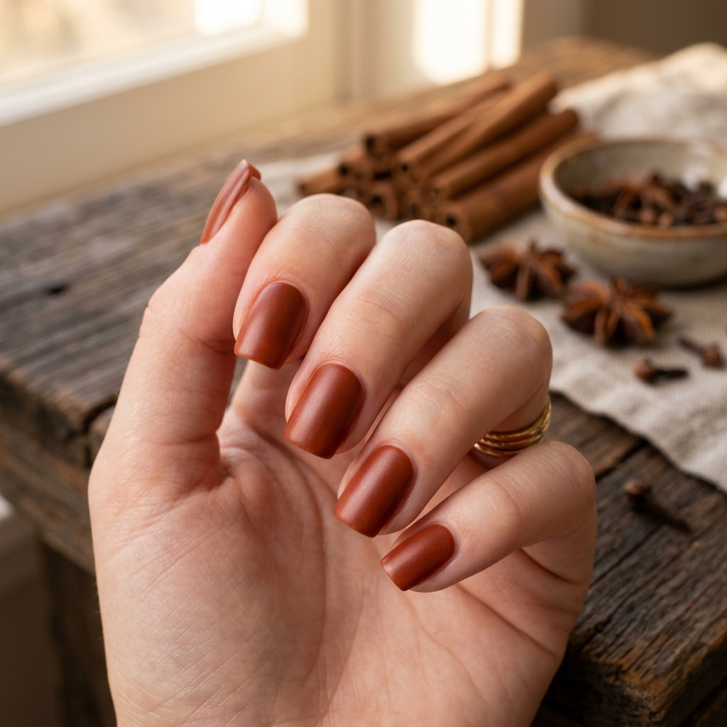 30 Cute Fall Nails Ideas for a Stylish Autumn Look 13 Spiced Cinnamon Cute Fall Nails Ideas