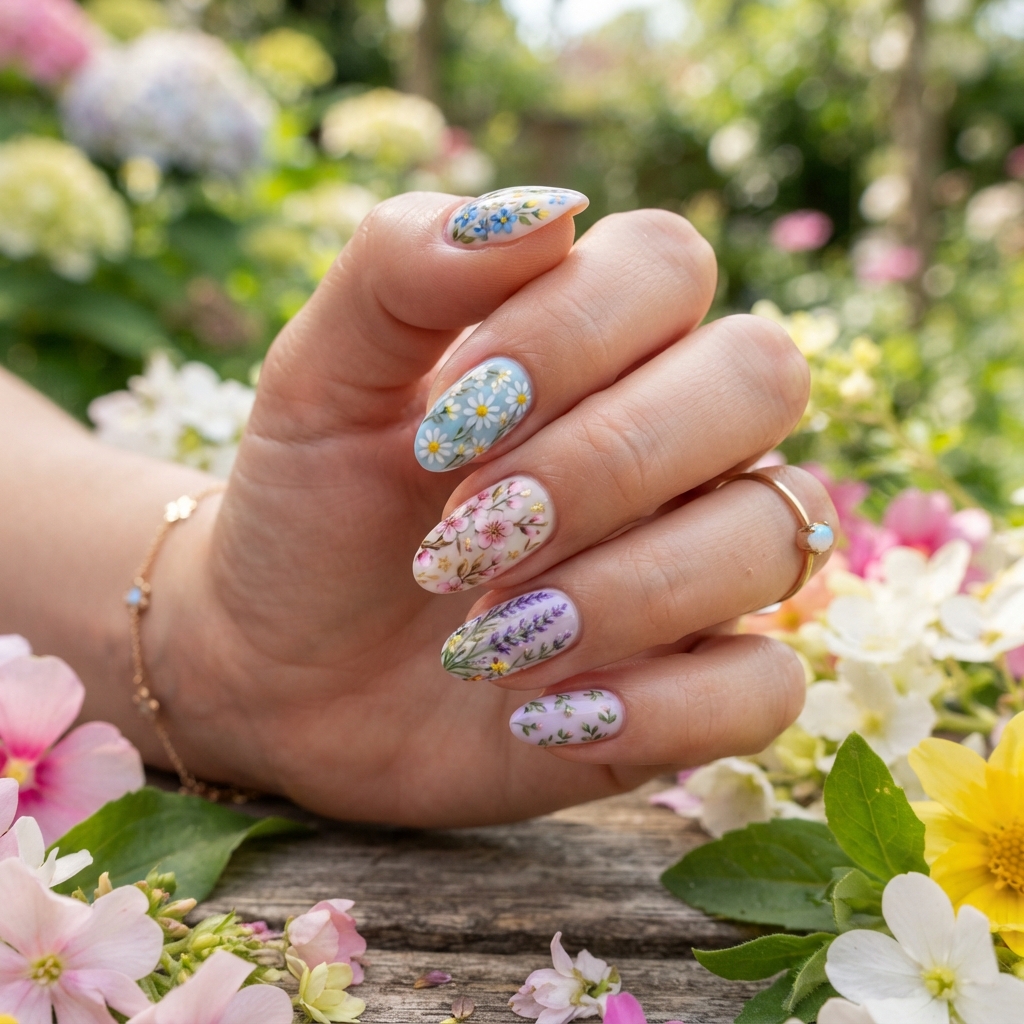 30 April Nails Ideas to Brighten Up Your Spring Look 2 Spring Floral April Nails Idea