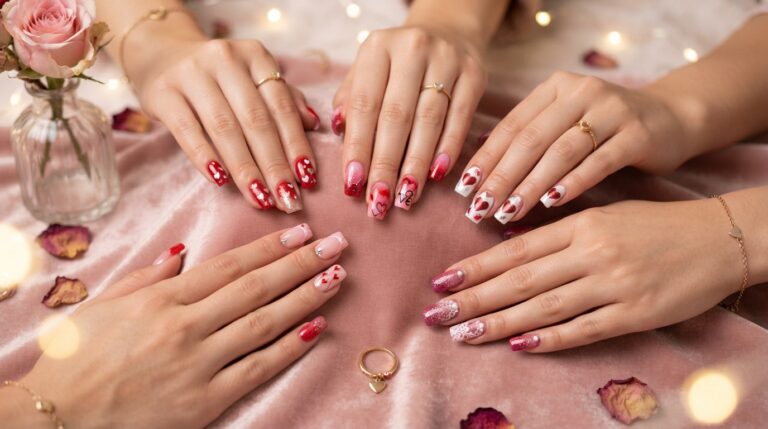 Square Valentine Nails