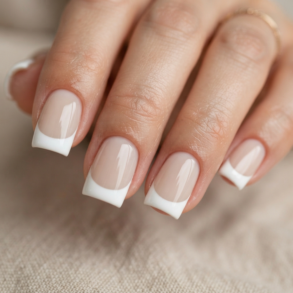 Square Shape White French Tip Style Nails Idea