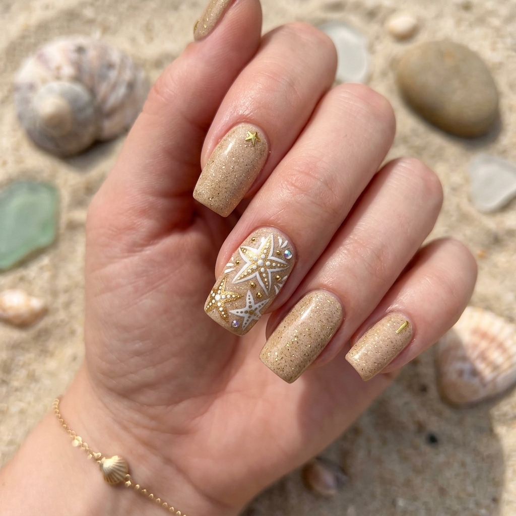 30 Spring Break Nails Ideas to Inspire Your Next Manicure 26 Starfish Charm Nail Idea