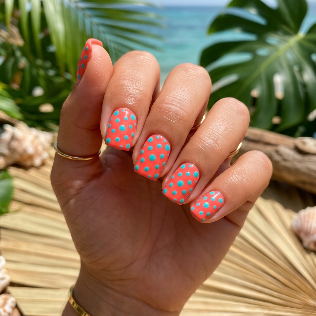 Summer Polka Dot Nail Idea