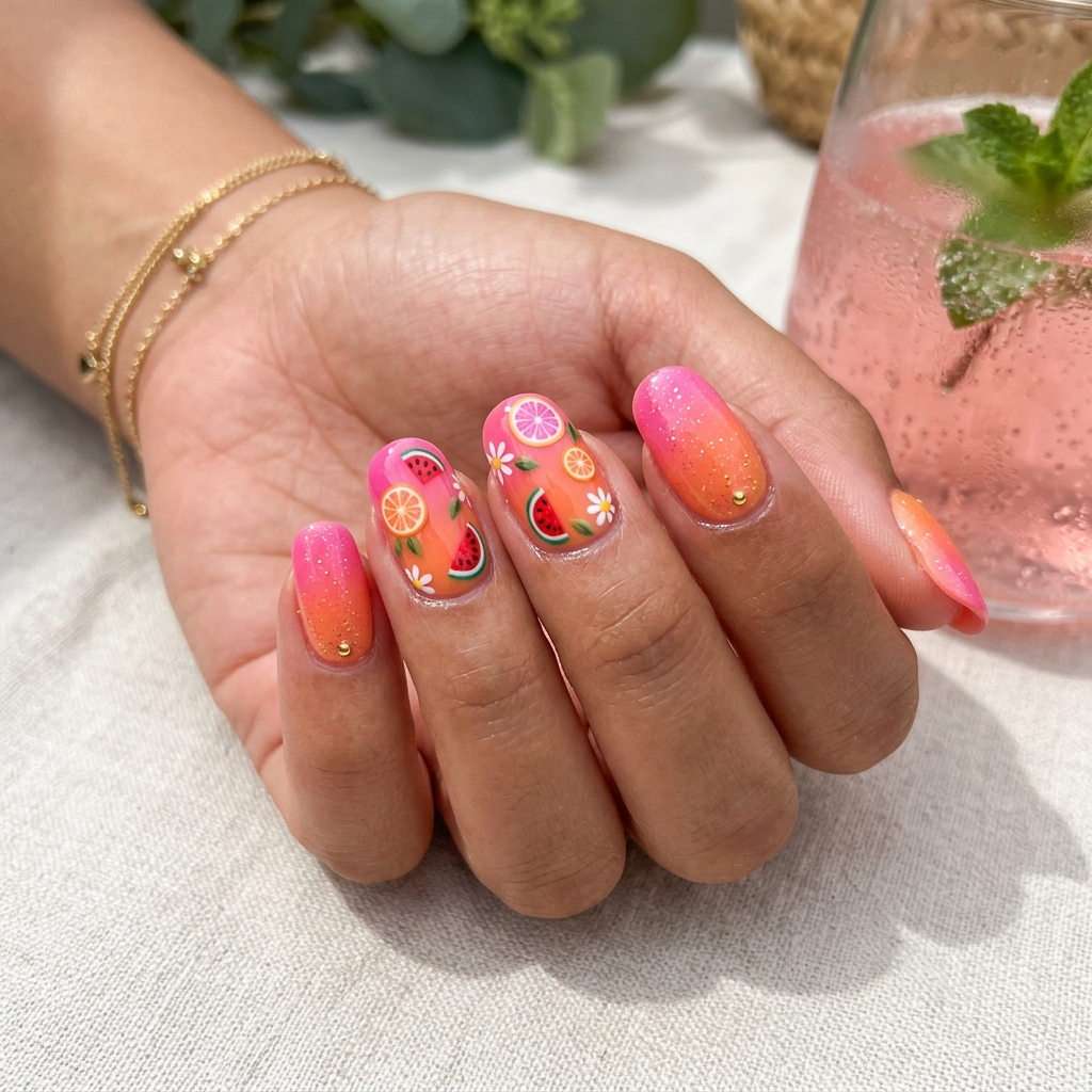 30 Pink and Orange Nails Ideas 31 Summer Pink and Orange Nails Ideas