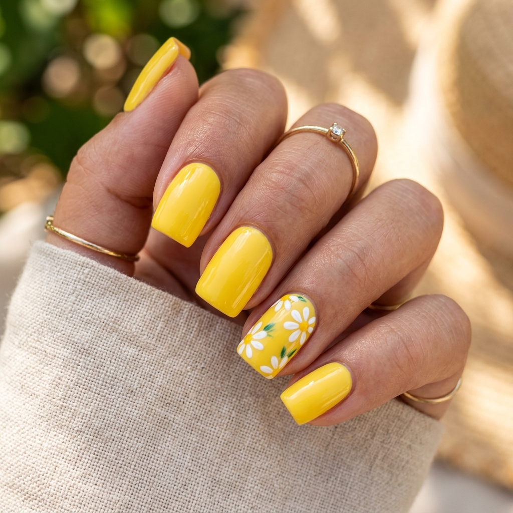 Summer Yellow Nail Idea