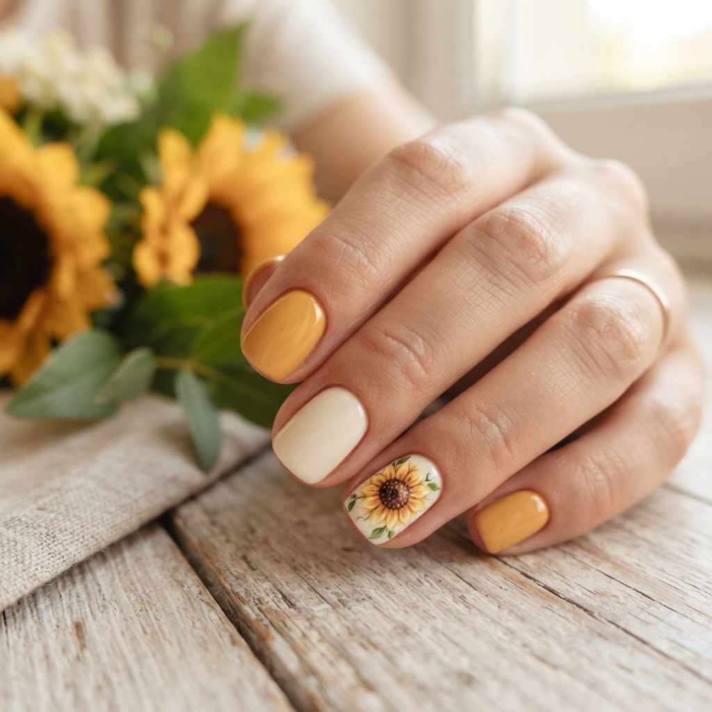 30 short Summer Nails 2025 ideas You'll Want to save Now 29 Sunflower Nail Ideas
