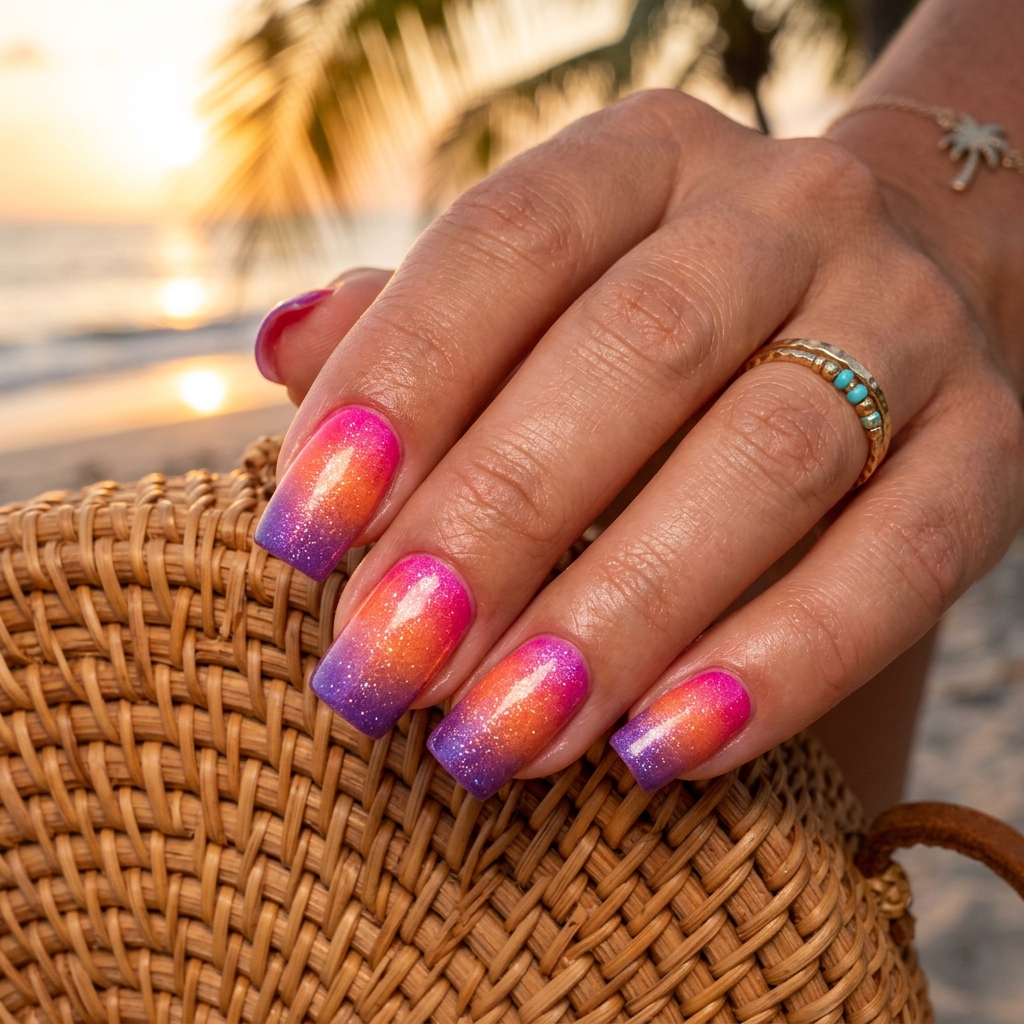 30 Pink and Orange Nails Ideas 6 Tropical Sunset Nail Ideas