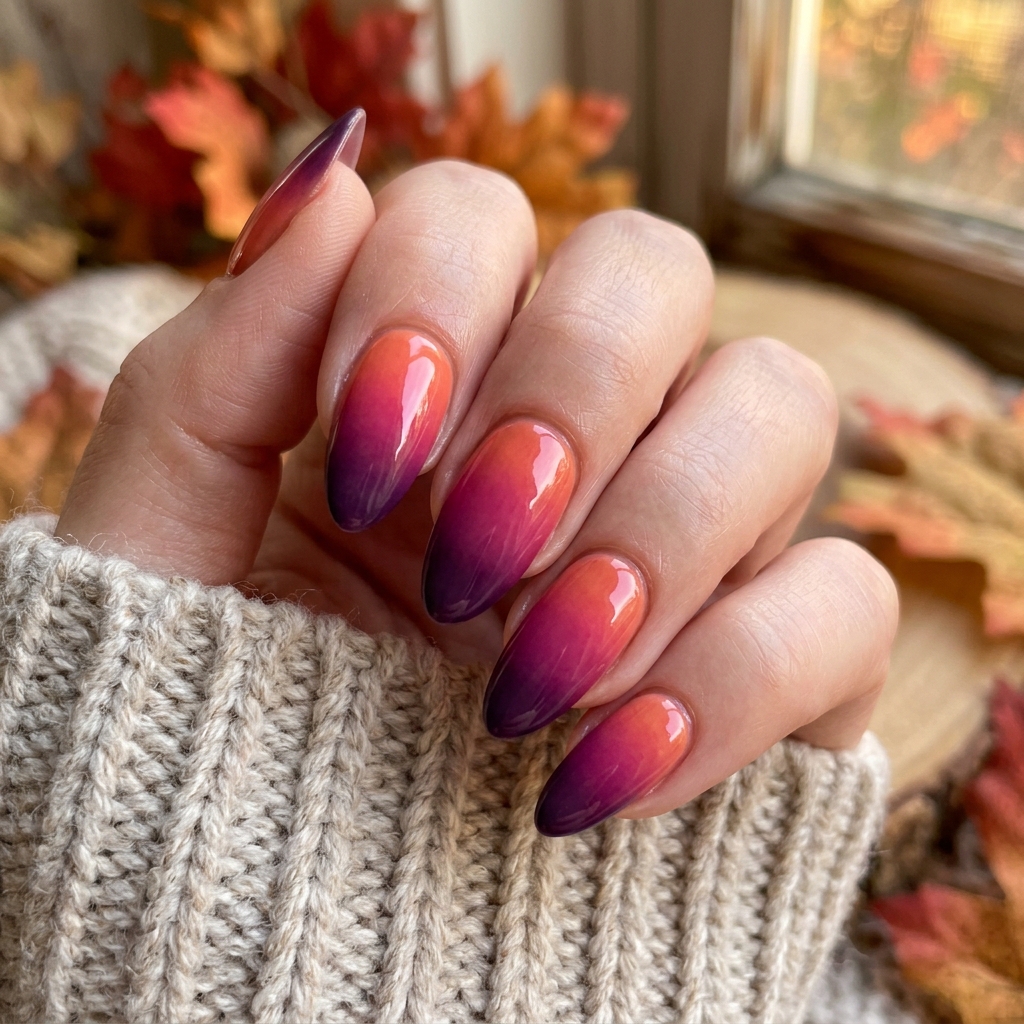 30 November Nails Inspo: Thanksgiving Ready Manicures You'll Love 11 Sunset Ombre November Nails Ideas
