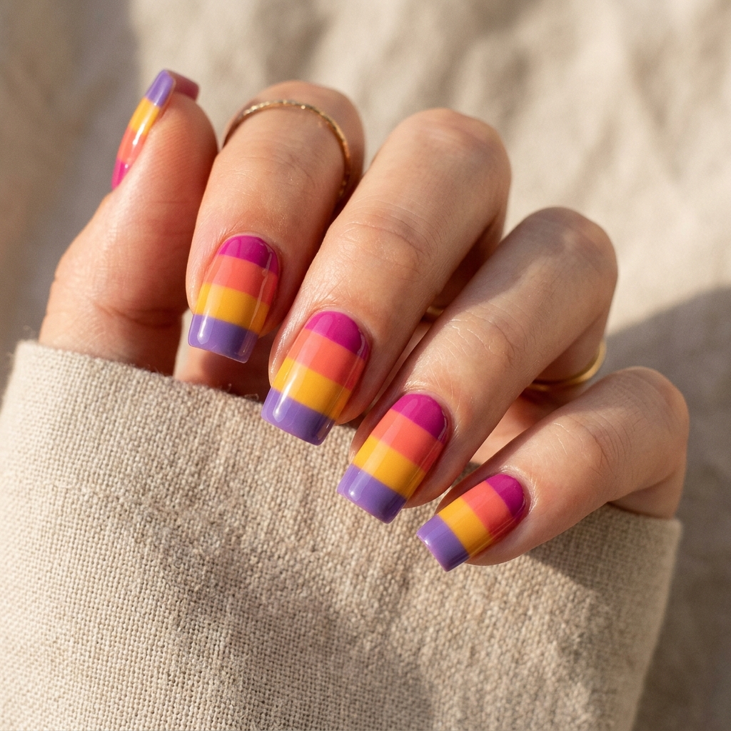 Sunset Stripe Nail Ideas