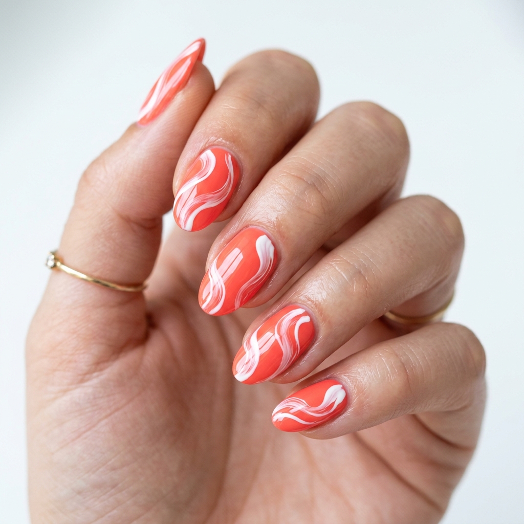 Swirl Simple Summer Nail Designs Ideas