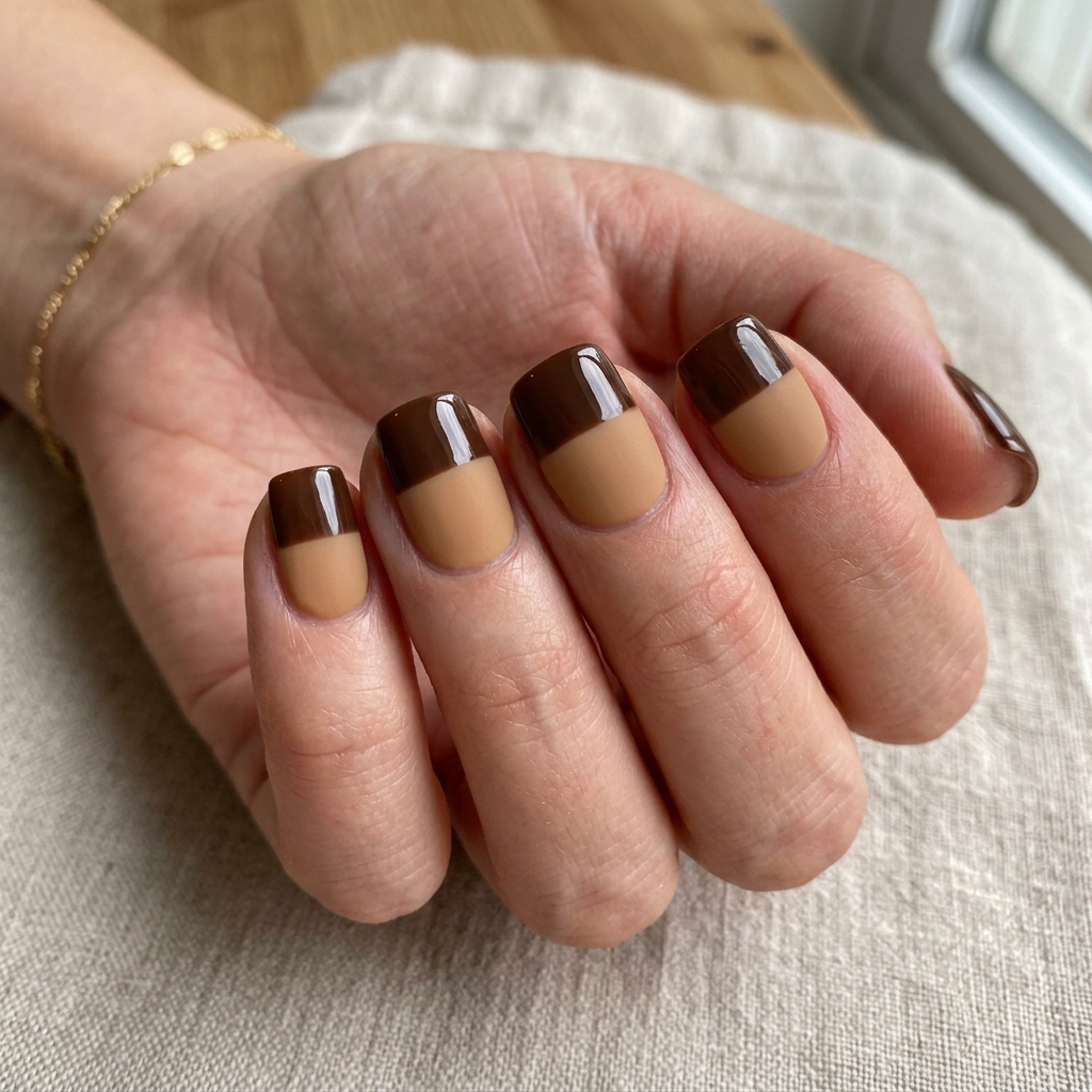30 Brown Summer Nails Ideas You'll Want to Save 17 Tan and Brown Two Tone Nails Idea