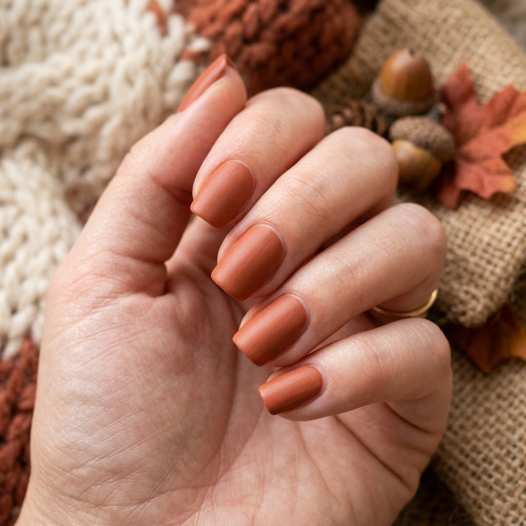 Autumn Nails Ideas: 30 Warm and Creative Ways to Style Your Manicure 20 Terracotta Autumn Nails Idea