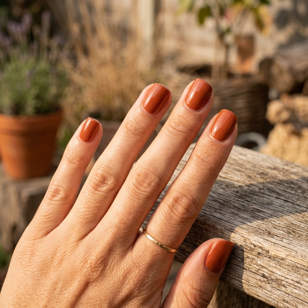 30 Brown Summer Nails Ideas You'll Want to Save 5 Warm Terracotta Brown Summer Nails Idea