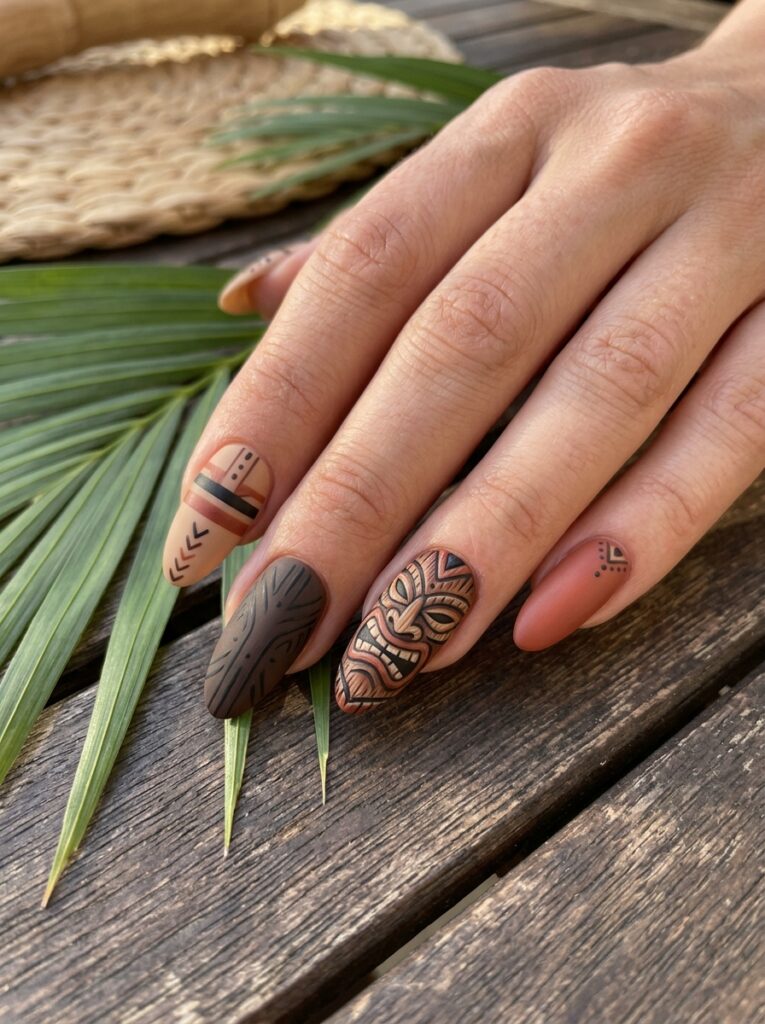 Hawaii Nails Ideas: 30 Ways to Bring Island Beauty to Your Fingertips 13 Tiki Nail Ideas