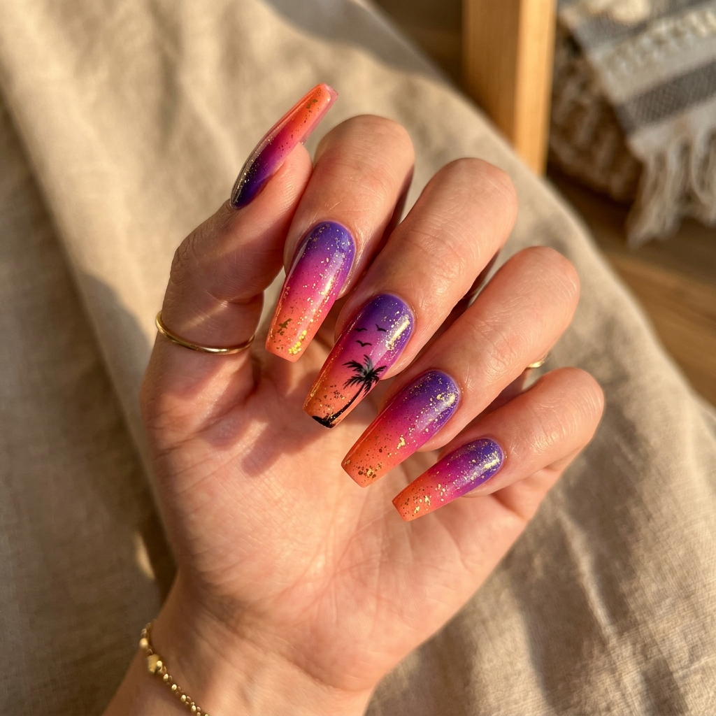 Tropical Sunset June Nails 2026 Ideas