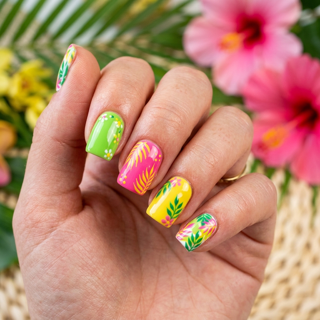 Vacation Nails Ideas: 30 Fun and Breezy Ways to Style Your Manicure 2 Tropical Vacation Nails Idea