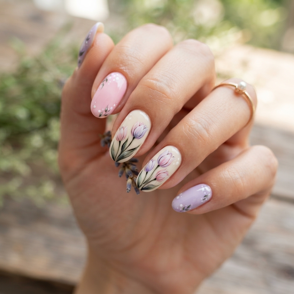 30 Pastel Spring Nails Ideas You'll Want to Pin Now 20 Pastel Tulip Nail Art Ideas